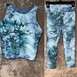 Athleta Girl High Rise Chit Chat Capri Leggings & Sports bra set L/12 #772